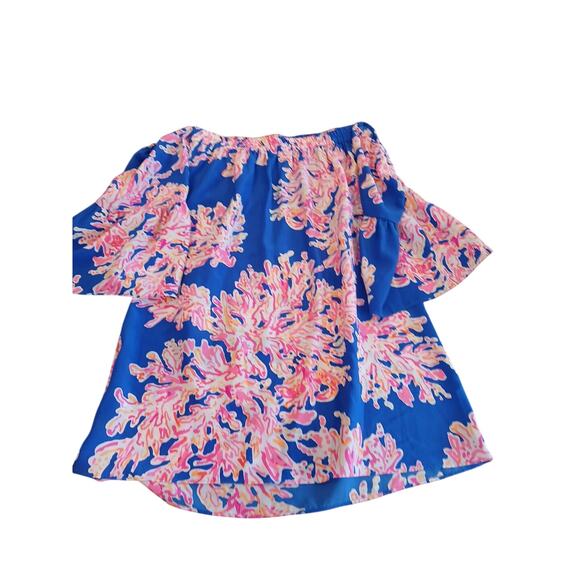 Lilly Brand Off shoulder bell sleeve‎ silk mini dress small - Picture 2 of 5